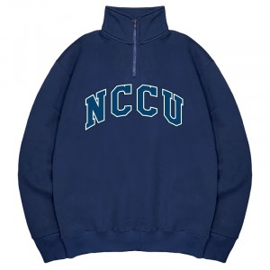 【最後十件,售完不補】NCCU經典款美式立領拉鍊大學T_深藍
