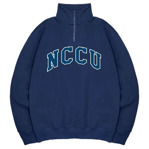 NCCU經典款美式立領拉鍊大學T_深藍