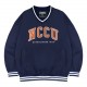 NCCU美式復古V領大學T_深藍