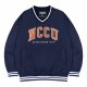 NCCU美式復古V領大學T_深藍
