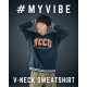 NCCU美式復古V領大學T_深藍