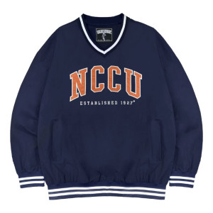 NCCU美式復古V領大學T_深藍