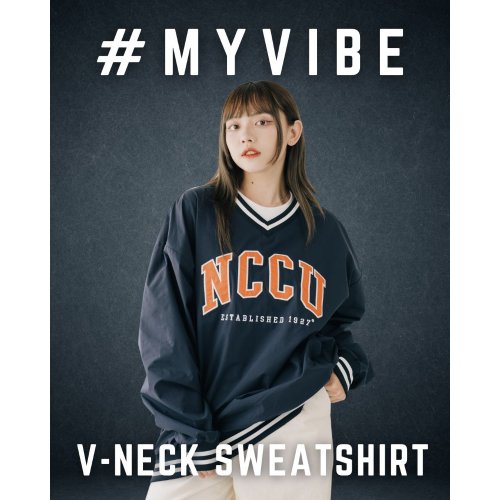 NCCU美式復古V領大學T_深藍