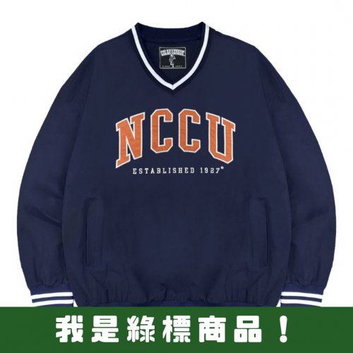 NCCU美式復古V領大學T_深藍