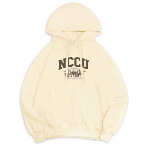 【早鳥限貨，售完預購】NCCU冬日輕甜系落肩帽T_奶霜白