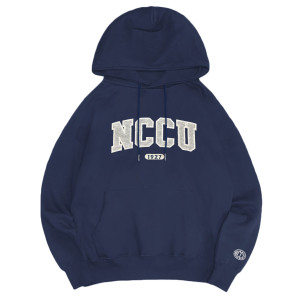 NCCU立體毛巾繡落肩帽T_經典藍
