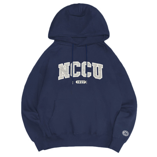 NCCU立體毛巾繡落肩帽T_經典藍