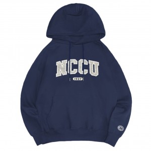 NCCU立體毛巾繡落肩帽T_經典藍