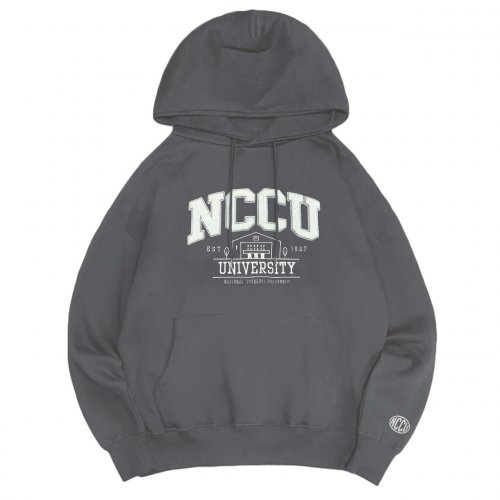 【2025新品上市】NCCU立體毛巾繡落肩帽T_摩卡灰