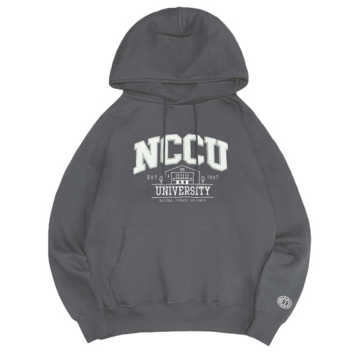 NCCU立體毛巾繡落肩帽T_摩卡灰