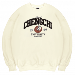 【新品登場！少量現貨】NCCU立體毛巾繡穿山甲落肩大學T_奶油白
