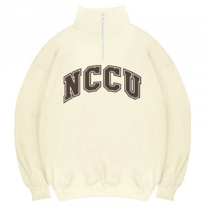 【最後十件,售完不補】NCCU經典款美式立領拉鍊大學T_奶油白