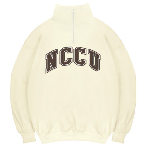 NCCU經典款美式立領拉鍊大學T_奶油白