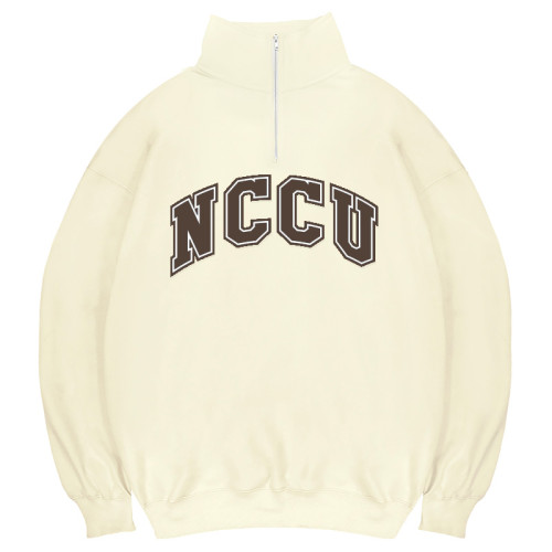 NCCU經典款美式立領拉鍊大學T_奶油白