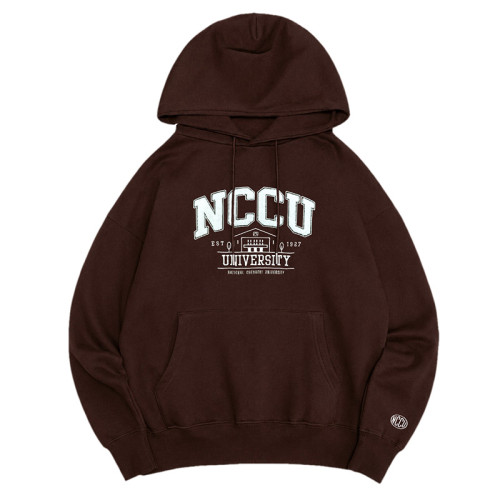 【早鳥限量100件，10/30陸續出貨】NCCU立體毛巾繡落肩帽T_可可棕