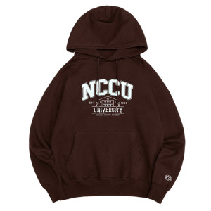 【早鳥限量100件，10/30陸續出貨】NCCU立體毛巾繡落肩帽T_可可棕