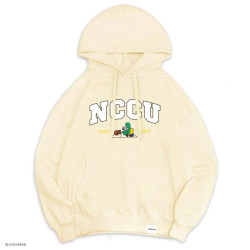 【預購至10/5，11/4陸續出貨】NCCU遇見JOGUMAN落肩帽T_奶油白